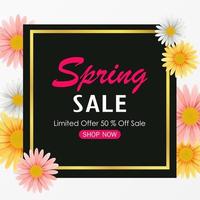 Spring sale background banner with beautiful colorful flower vector