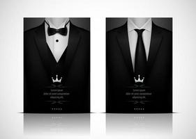 Black Suit and Tuxedo with bow tie vector