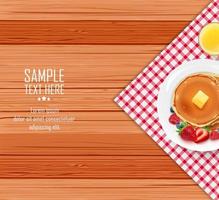 Breakfast table with pancakes and butter on a plate vector