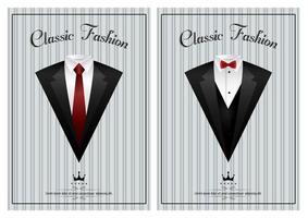 Men's jackets. Suits with bow tie and a necktie vector