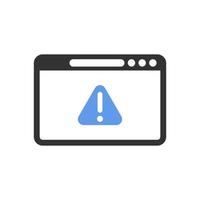 Browser window with warning sign vector icon