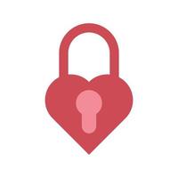 Heart shaped locked padlock red vector icon