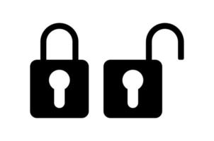 Locked and unlocked padlock vector icon isolated on white background