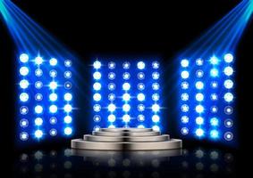 Stage podium with spotlights and stage light background vector