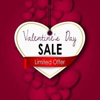 Valentines day sale with red hearts on a red background vector