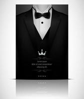 Black suit and tuxedo with bow tie vector