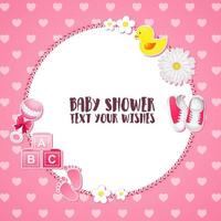 Baby girl shower invitation card design template vector