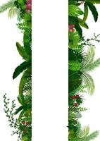 Tropical leaves background. Rectangle plants frame with space for text. Tropical foliage with vertical banner vector