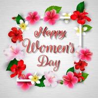 feliz día internacional de la mujer 8 de marzo tarjeta de felicitación floral sobre fondo gris vector