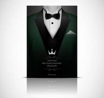 Green suit and tuxedo with black bow tie vector