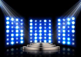 Stage podium with spotlights on dark background vector