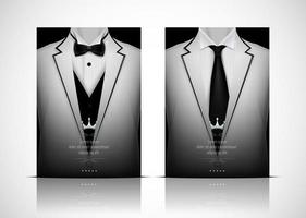 White Suit and Tuxedo with black bow tie vector