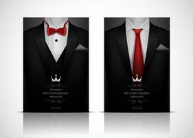 Black Suit and Tuxedo with red bow tie vector