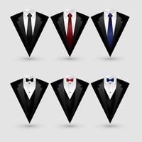 Set of suit and tuxedo isolated on white background vector