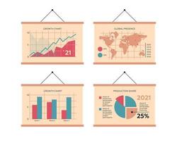 Posters with infographics. Presentation. Map, graphs, diagrams. Vector image.