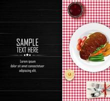 Dish meat steak with vegetables on wooden table vector