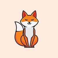 cute sitting fox mascot character illustration isolated vector