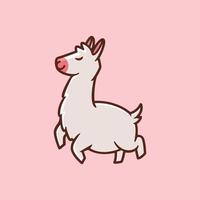 happy little cute llama cartoon character illustration vector