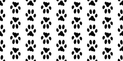 huellas de mascotas de patrones sin fisuras horizontales. Huella animal. huellas negras de huellas de un gato, perro sobre un fondo blanco. siluetas de huellas de mascotas. textura agradable vector. vector