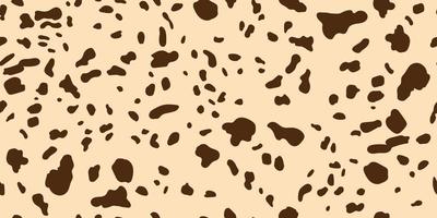 Dalmatian, giraffe seamless horizontal pattern. Spotted animal texture of dog, leopard, cow and cheetah. African background. Brown random spots on a beige background. Vector. vector