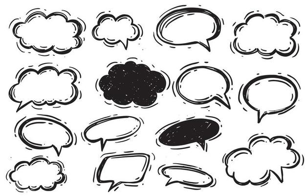 Cute speech bubble doodle set
