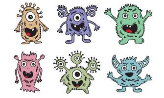 Monster set, hand drawn illustration vector