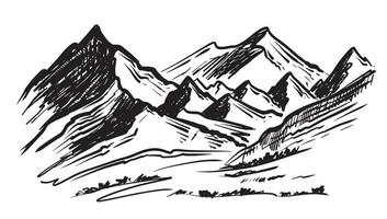 Landscape mountains. Hand drawn illustration vector