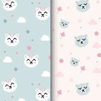 pattern with cats pixel art style vector