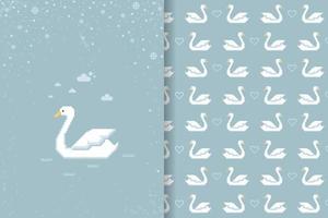 swan pattern pixel art style vector