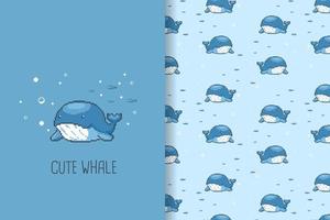 cute whale pattern vector