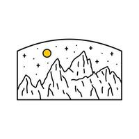 mono line design of Fitz Roy mountain in south america vector