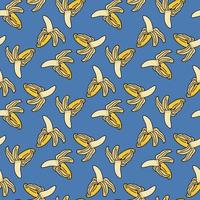 Seamless pattern with banana on blue background vector