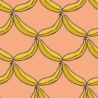 Seamless pattern with banana on light orange background vector