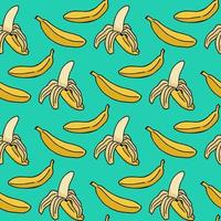 Seamless pattern with banana on turquoise background vector