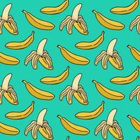 Seamless pattern with banana on turquoise background vector