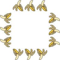 Square frame with yummy banana on white background vector