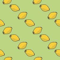 Seamless pattern with lemon on light green background vector