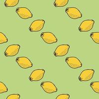 Seamless pattern with lemon on light green background vector