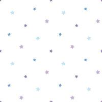 Seamless pattern in charmed blue and violet stars on white background for plaid, fabric, textile, clothes, tablecloth and other things. Vector image.