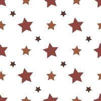 patrón impecable con acogedoras estrellas rojas y marrones oscuras sobre fondo blanco para tela escocesa, tela, ropa, tarjetas, tarjetas postales, papel de scrapbooking, mantel y otras cosas. imagen vectorial vector