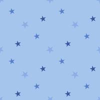 Seamless pattern with blue stars on light blue background for plaid, fabric, textile, clothes, cards, post cards, scrapbooking paper, tablecloth and other things. Vector image.