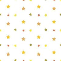 Seamless pattern with light and dark orange and yellow stars on white background for plaid, fabric, textile, clothes, cards, post cards, scrapbooking paper, tablecloth and other things. Vector image.