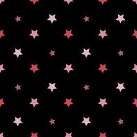 Seamless pattern with light and dark pink stars on black background for plaid, fabric, textile, clothes, cards, post cards, scrapbooking paper, tablecloth and other things. Vector image.