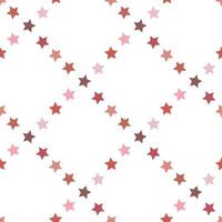 Seamless pattern with pink, red and brown stars on white background for plaid, fabric, textile, clothes, cards, post cards, scrapbooking paper, tablecloth and other things. Vector image.