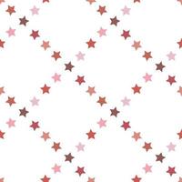 Seamless pattern with pink, red and brown stars on white background for plaid, fabric, textile, clothes, cards, post cards, scrapbooking paper, tablecloth and other things. Vector image.