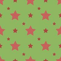 Seamless pattern with red stars on green background for plaid, fabric, textile, clothes, cards, post cards, scrapbooking paper, tablecloth and other things. Vector image.
