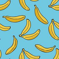 Seamless pattern with banana on bright blue background vector