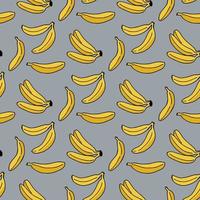 Seamless pattern with banana on cold gray background vector