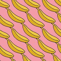 Seamless pattern with banana on pink background vector