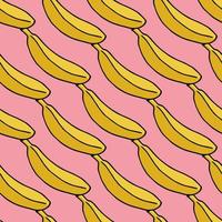 Seamless pattern with banana on pink background vector